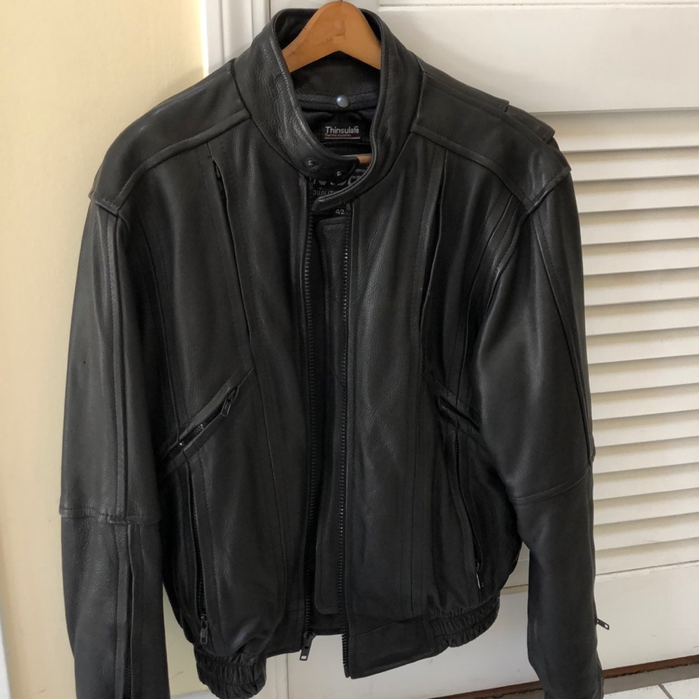 Leather motorcycle jacket